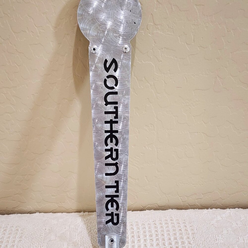 Southern Tier Polished Metal TALL Silver Black Beer Pull Tap Handle Double Sided